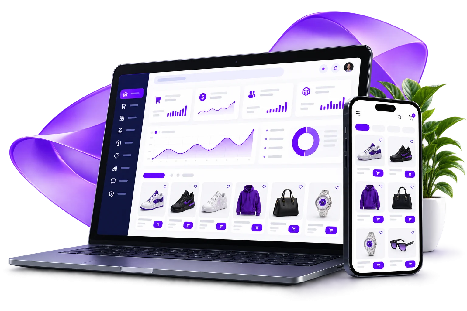 Illustration of a store management workspace