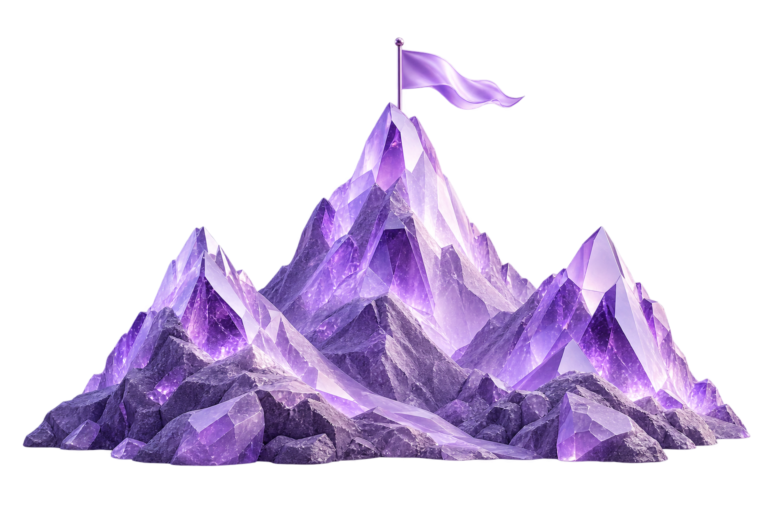 Decorative purple mountain and flag